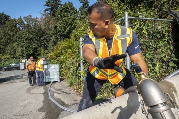 Teams from across the VPFO help to test emergency water supply